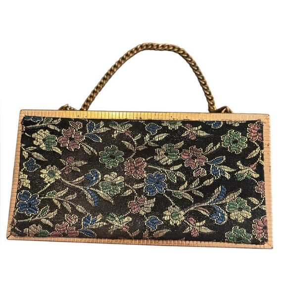 VTG 1950’s Barbara Bates Metal Frame Clutch / Purse Floral Damask Fabric - Picture 12 of 12